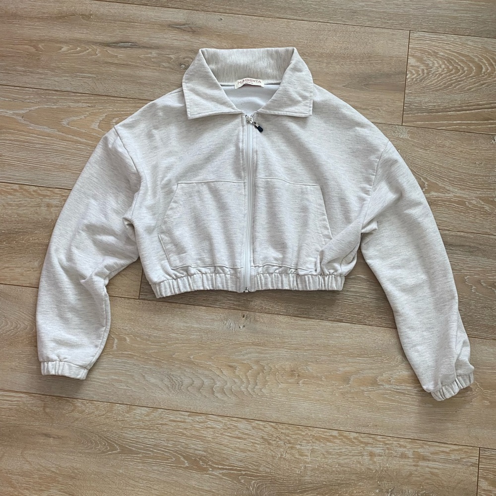 Magenta Seoul Cropped Bomber Jacket